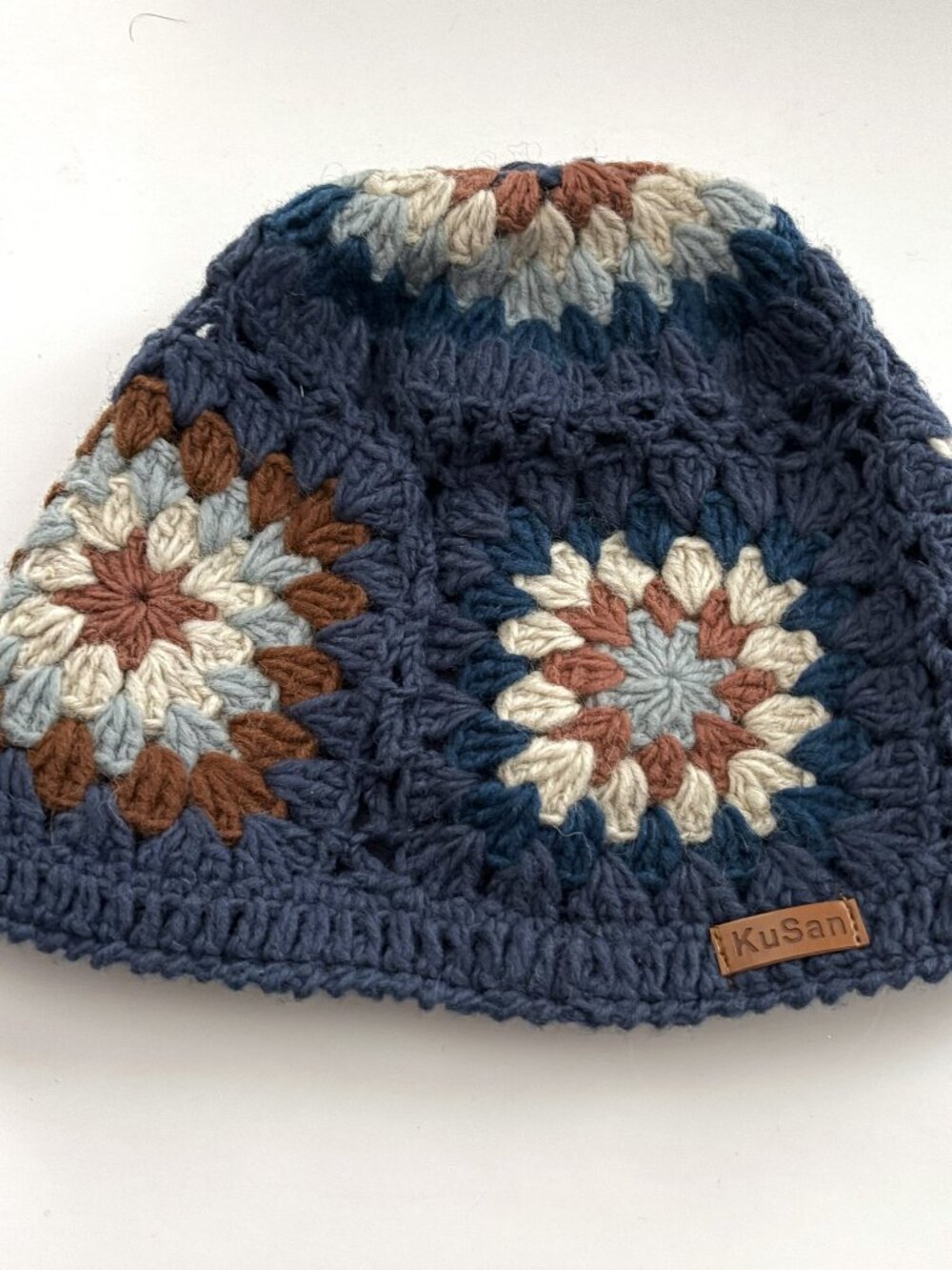 Pretty & cozy KuSan crocheted wool beanie, one size